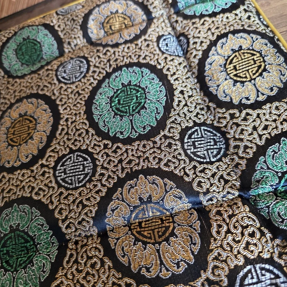 Fabric Valet Tray Set Black Gold Green Catch All Home Decor Metallic